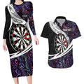 Personalized NZ Darts Couples Matching Long Sleeve Bodycon Dress and Hawaiian Shirt Paua Shell Maori Koru Whakairo - Purple - Aussie Hoodie