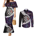 Personalized NZ Darts Couples Matching Mermaid Dress and Long Sleeve Button Shirt Paua Shell Maori Koru Whakairo - Purple - Aussie Hoodie