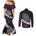 Personalized NZ Darts Couples Matching Mermaid Dress and Long Sleeve Button Shirt Paua Shell Maori Koru Whakairo - Purple - Aussie Hoodie
