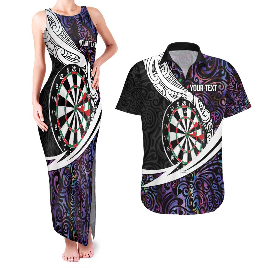 Personalized NZ Darts Couples Matching Tank Maxi Dress and Hawaiian Shirt Paua Shell Maori Koru Whakairo - Purple - Aussie Hoodie