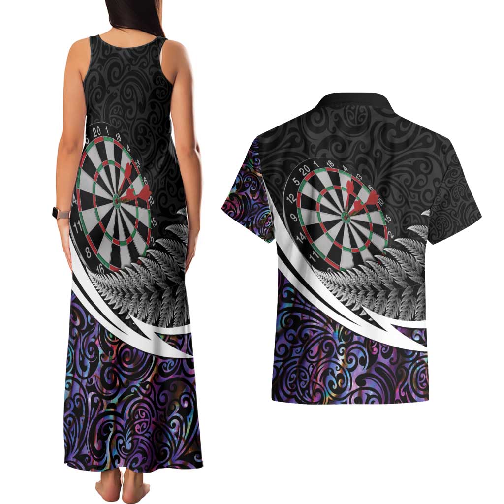 Personalized NZ Darts Couples Matching Tank Maxi Dress and Hawaiian Shirt Paua Shell Maori Koru Whakairo - Purple - Aussie Hoodie