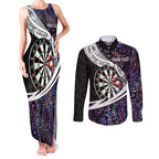 Personalized NZ Darts Couples Matching Tank Maxi Dress and Long Sleeve Button Shirt Paua Shell Maori Koru Whakairo - Purple - Aussie Hoodie