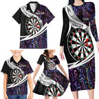 Personalized NZ Darts Family Matching Long Sleeve Bodycon Dress and Hawaiian Shirt Paua Shell Maori Koru Whakairo - Purple - Aussie Hoodie