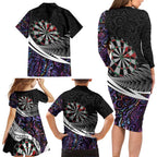 Personalized NZ Darts Family Matching Long Sleeve Bodycon Dress and Hawaiian Shirt Paua Shell Maori Koru Whakairo - Purple - Aussie Hoodie