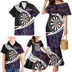 Personalized NZ Darts Family Matching Mermaid Dress and Hawaiian Shirt Paua Shell Maori Koru Whakairo - Purple - Aussie Hoodie