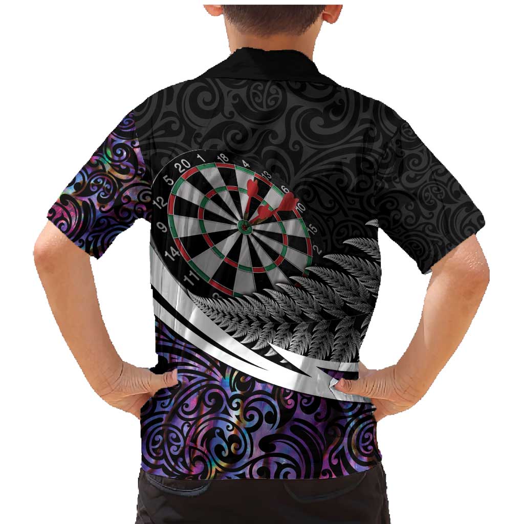 Personalized NZ Darts Family Matching Mermaid Dress and Hawaiian Shirt Paua Shell Maori Koru Whakairo - Purple - Aussie Hoodie