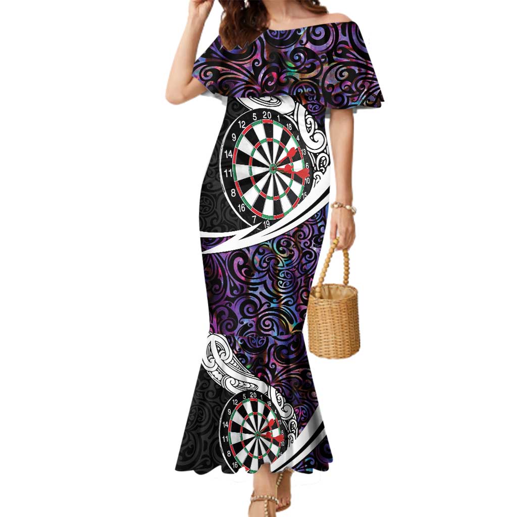 Personalized NZ Darts Family Matching Mermaid Dress and Hawaiian Shirt Paua Shell Maori Koru Whakairo - Purple - Aussie Hoodie
