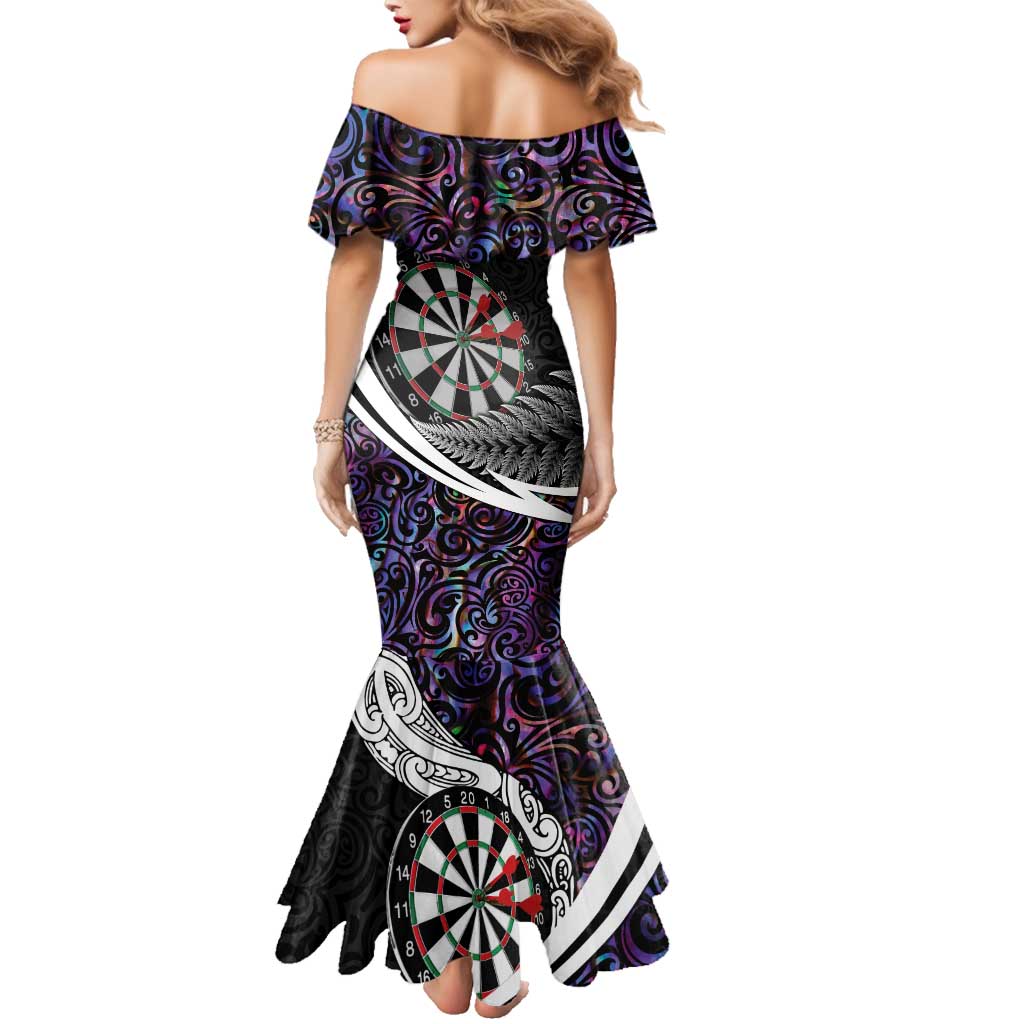 Personalized NZ Darts Family Matching Mermaid Dress and Hawaiian Shirt Paua Shell Maori Koru Whakairo - Purple - Aussie Hoodie