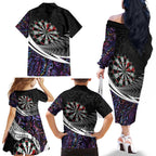Personalized NZ Darts Family Matching Off The Shoulder Long Sleeve Dress and Hawaiian Shirt Paua Shell Maori Koru Whakairo - Purple - Aussie Hoodie