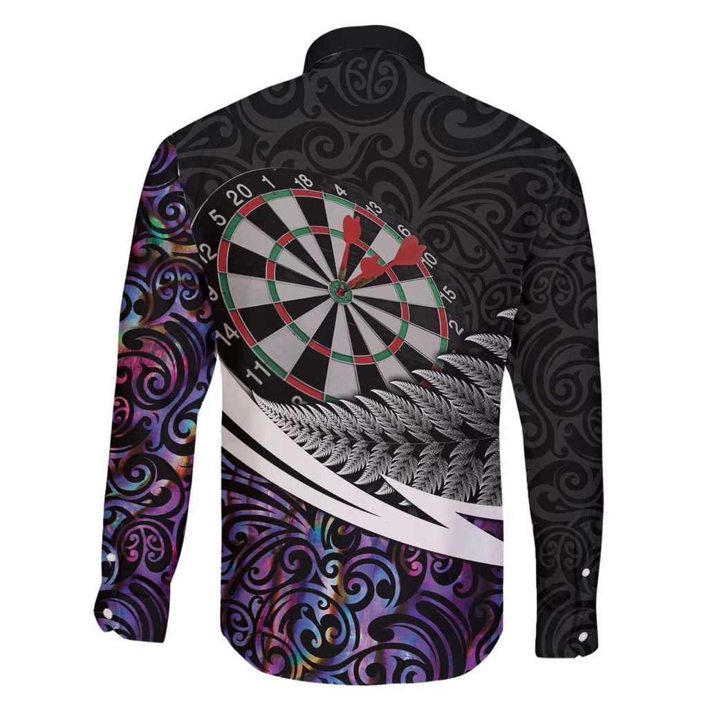 Personalized NZ Darts Family Matching Off The Shoulder Long Sleeve Dress and Hawaiian Shirt Paua Shell Maori Koru Whakairo - Purple - Aussie Hoodie