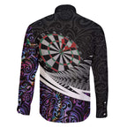 Personalized NZ Darts Family Matching Off The Shoulder Long Sleeve Dress and Hawaiian Shirt Paua Shell Maori Koru Whakairo - Purple - Aussie Hoodie