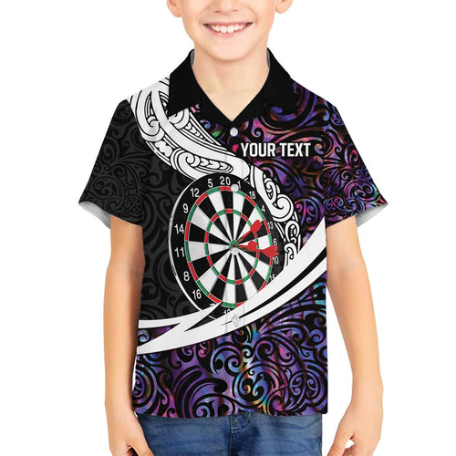 Personalized NZ Darts Family Matching Off The Shoulder Long Sleeve Dress and Hawaiian Shirt Paua Shell Maori Koru Whakairo - Purple - Aussie Hoodie