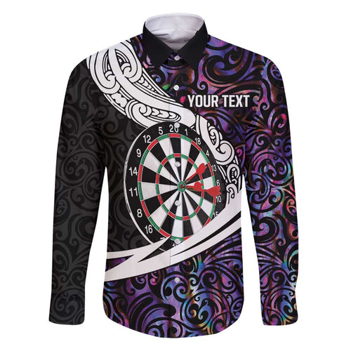 Personalized NZ Darts Family Matching Off Shoulder Maxi Dress and Hawaiian Shirt Paua Shell Maori Koru Whakairo - Purple - Aussie Hoodie