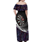Personalized NZ Darts Family Matching Off Shoulder Maxi Dress and Hawaiian Shirt Paua Shell Maori Koru Whakairo - Purple - Aussie Hoodie