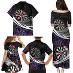 Personalized NZ Darts Family Matching Puletasi and Hawaiian Shirt Paua Shell Maori Koru Whakairo - Purple - Aussie Hoodie