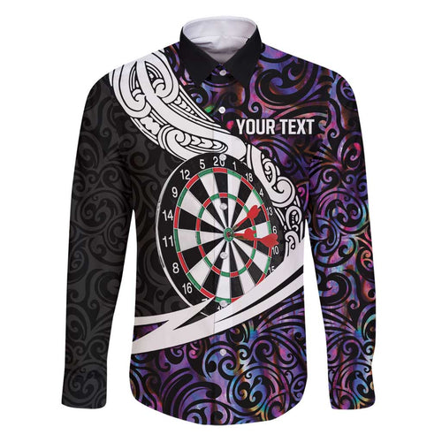 Personalized NZ Darts Family Matching Puletasi and Hawaiian Shirt Paua Shell Maori Koru Whakairo - Purple - Aussie Hoodie