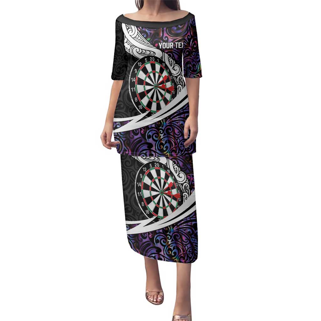 Personalized NZ Darts Family Matching Puletasi and Hawaiian Shirt Paua Shell Maori Koru Whakairo - Purple - Aussie Hoodie