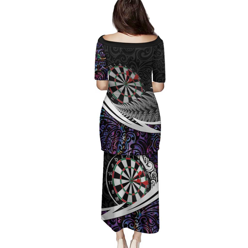 Personalized NZ Darts Family Matching Puletasi and Hawaiian Shirt Paua Shell Maori Koru Whakairo - Purple - Aussie Hoodie
