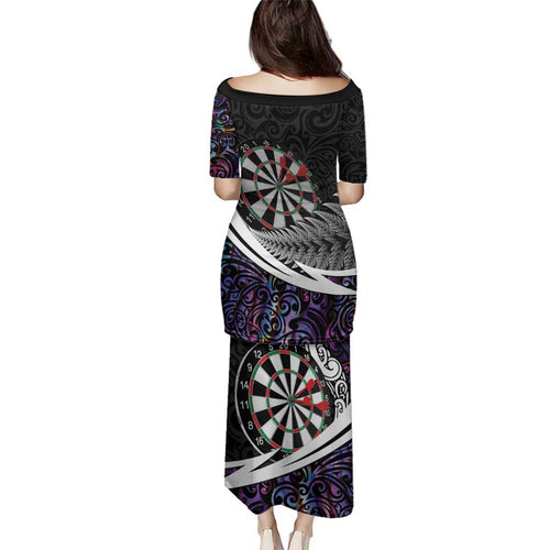 Personalized NZ Darts Family Matching Puletasi and Hawaiian Shirt Paua Shell Maori Koru Whakairo - Purple - Aussie Hoodie