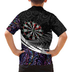 Personalized NZ Darts Family Matching Short Sleeve Bodycon Dress and Hawaiian Shirt Paua Shell Maori Koru Whakairo - Purple - Aussie Hoodie