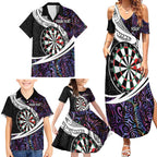 Personalized NZ Darts Family Matching Summer Maxi Dress and Hawaiian Shirt Paua Shell Maori Koru Whakairo - Purple - Aussie Hoodie