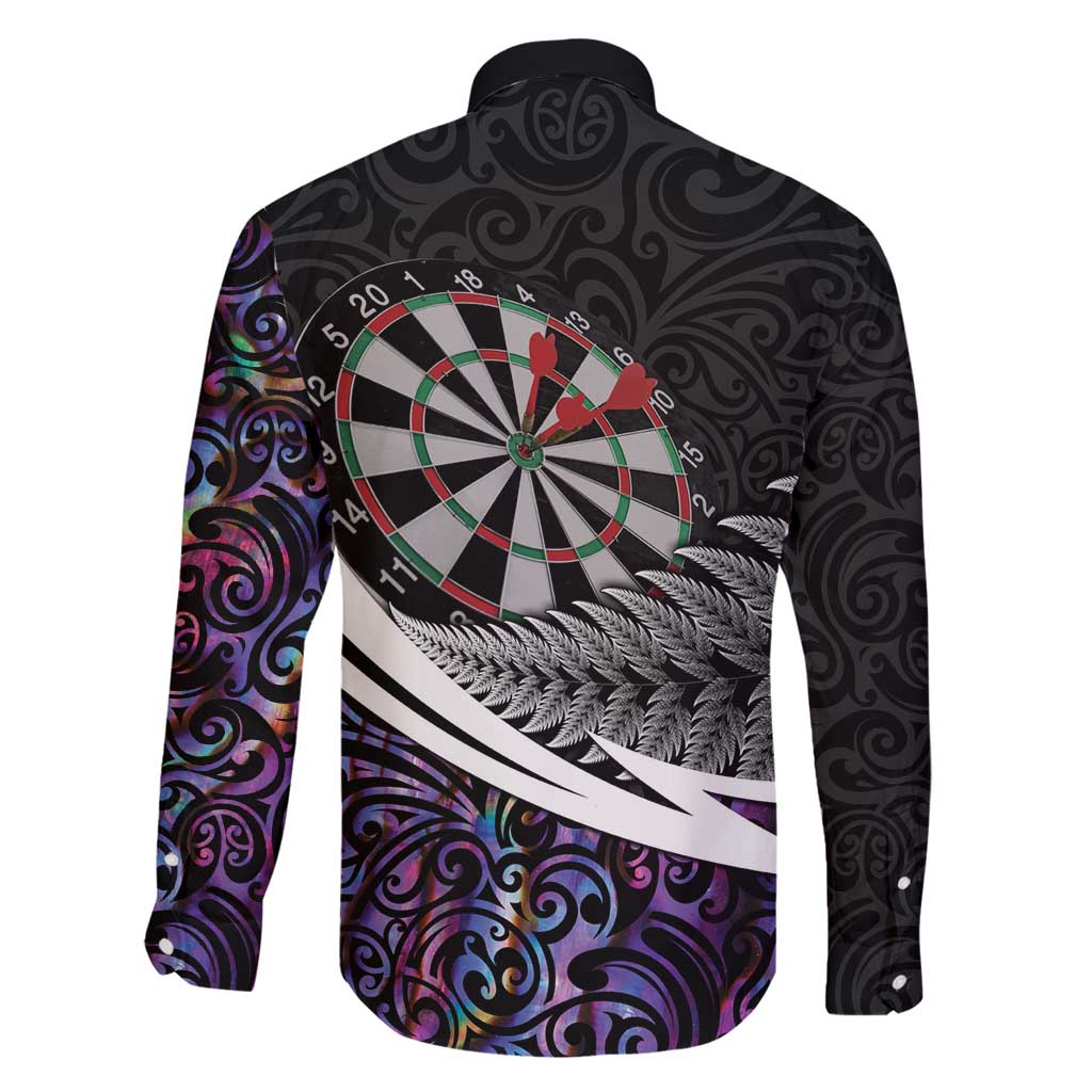 Personalized NZ Darts Family Matching Summer Maxi Dress and Hawaiian Shirt Paua Shell Maori Koru Whakairo - Purple - Aussie Hoodie