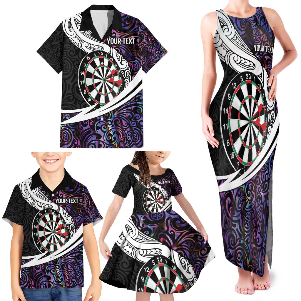 Personalized NZ Darts Family Matching Tank Maxi Dress and Hawaiian Shirt Paua Shell Maori Koru Whakairo - Purple - Aussie Hoodie