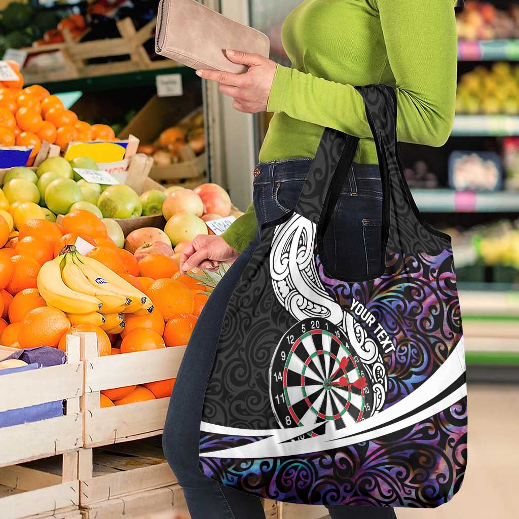 Personalized NZ Darts Grocery Bag Paua Shell Maori Koru Whakairo - Purple - Aussie Hoodie