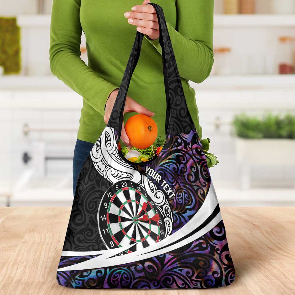 Personalized NZ Darts Grocery Bag Paua Shell Maori Koru Whakairo - Purple - Aussie Hoodie