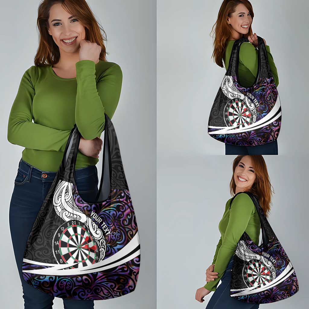 Personalized NZ Darts Grocery Bag Paua Shell Maori Koru Whakairo - Purple - Aussie Hoodie