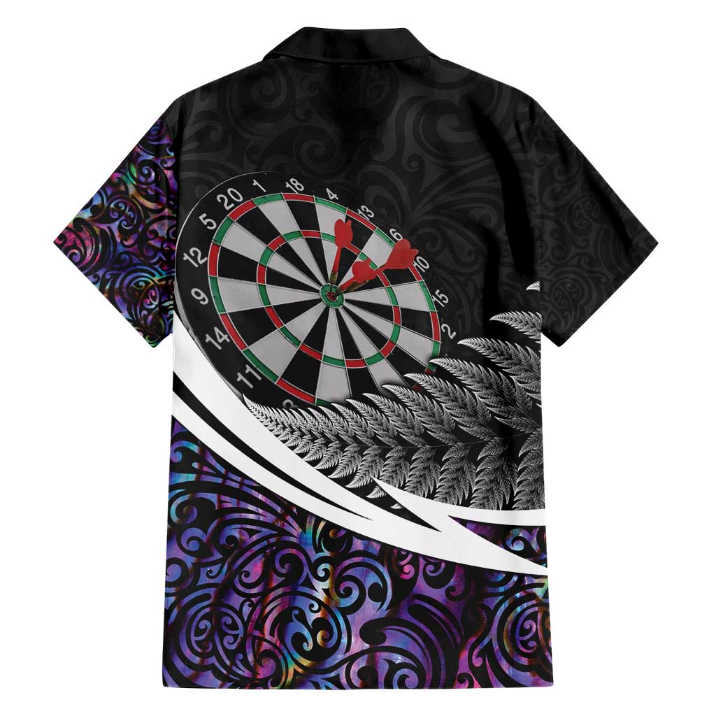 Personalized NZ Darts Hawaiian Shirt Paua Shell Maori Koru Whakairo - Purple - Aussie Hoodie