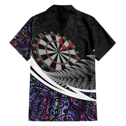 Personalized NZ Darts Hawaiian Shirt Paua Shell Maori Koru Whakairo - Purple - Aussie Hoodie