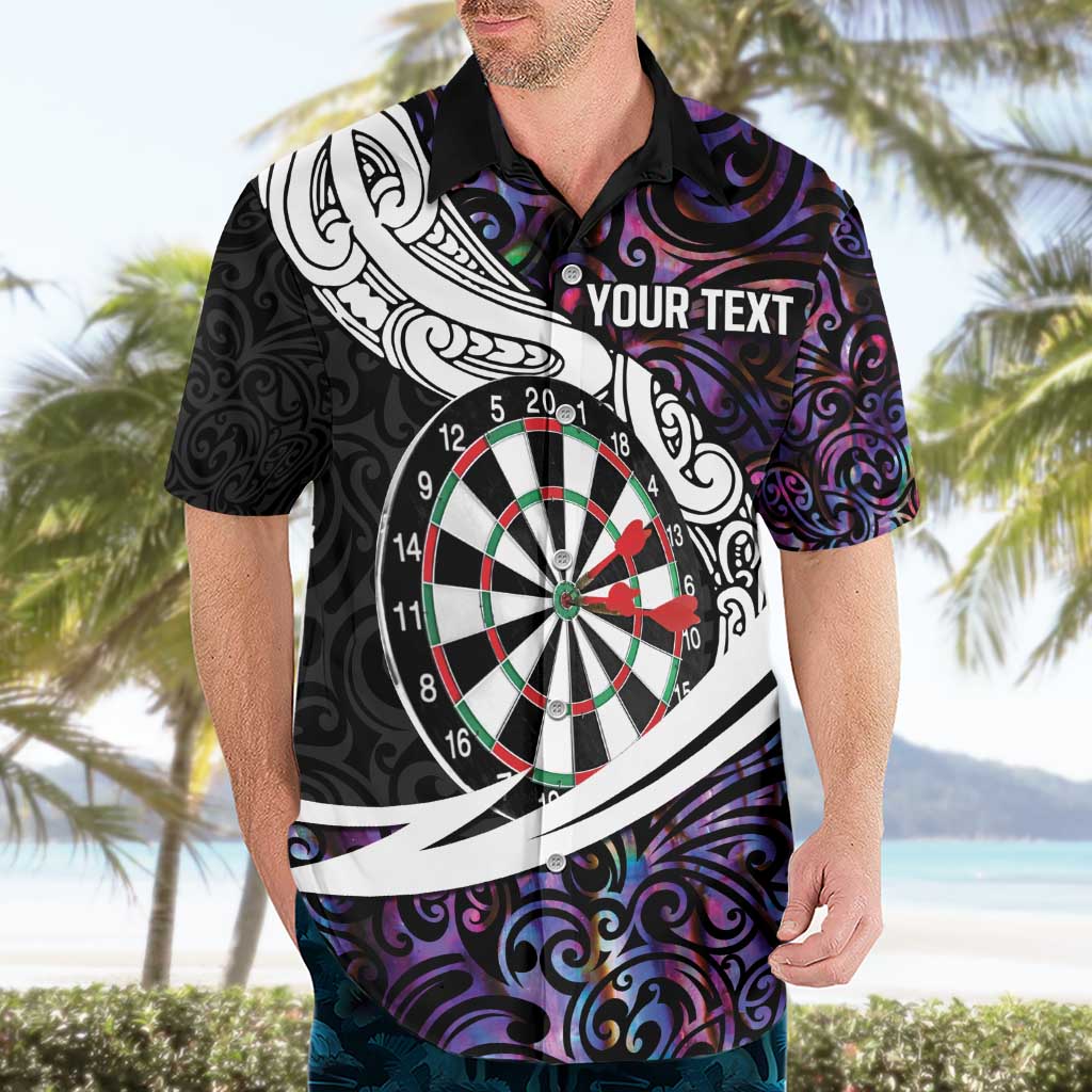 Personalized NZ Darts Hawaiian Shirt Paua Shell Maori Koru Whakairo - Purple - Aussie Hoodie