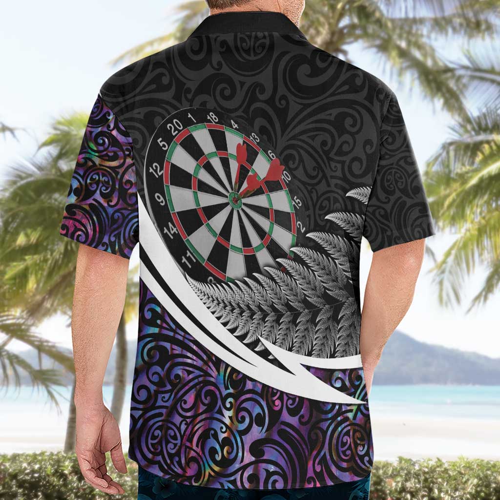 Personalized NZ Darts Hawaiian Shirt Paua Shell Maori Koru Whakairo - Purple - Aussie Hoodie