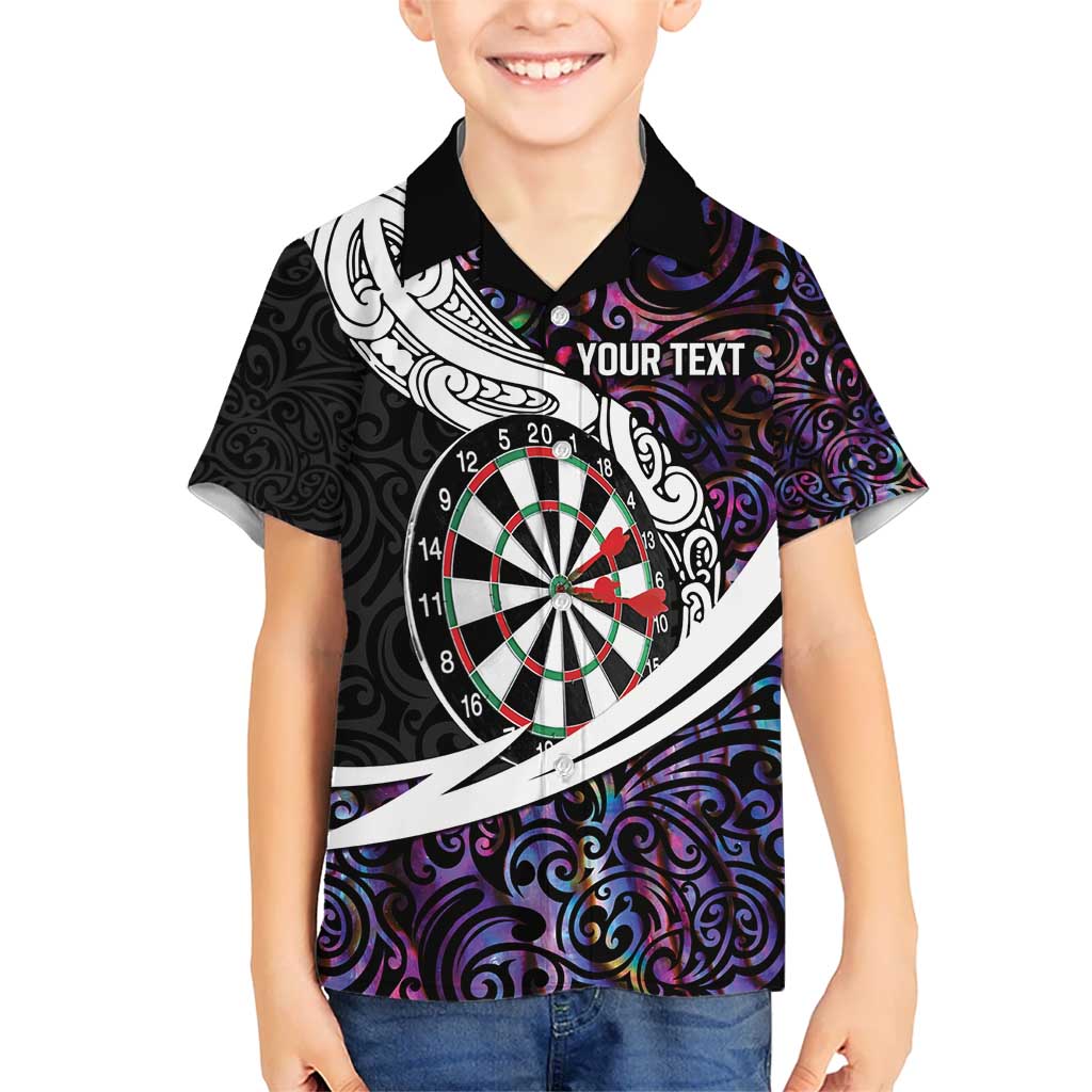 Personalized NZ Darts Hawaiian Shirt Paua Shell Maori Koru Whakairo - Purple - Aussie Hoodie