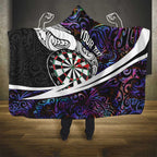 Personalized NZ Darts Hooded Blanket Paua Shell Maori Koru Whakairo - Purple - Aussie Hoodie