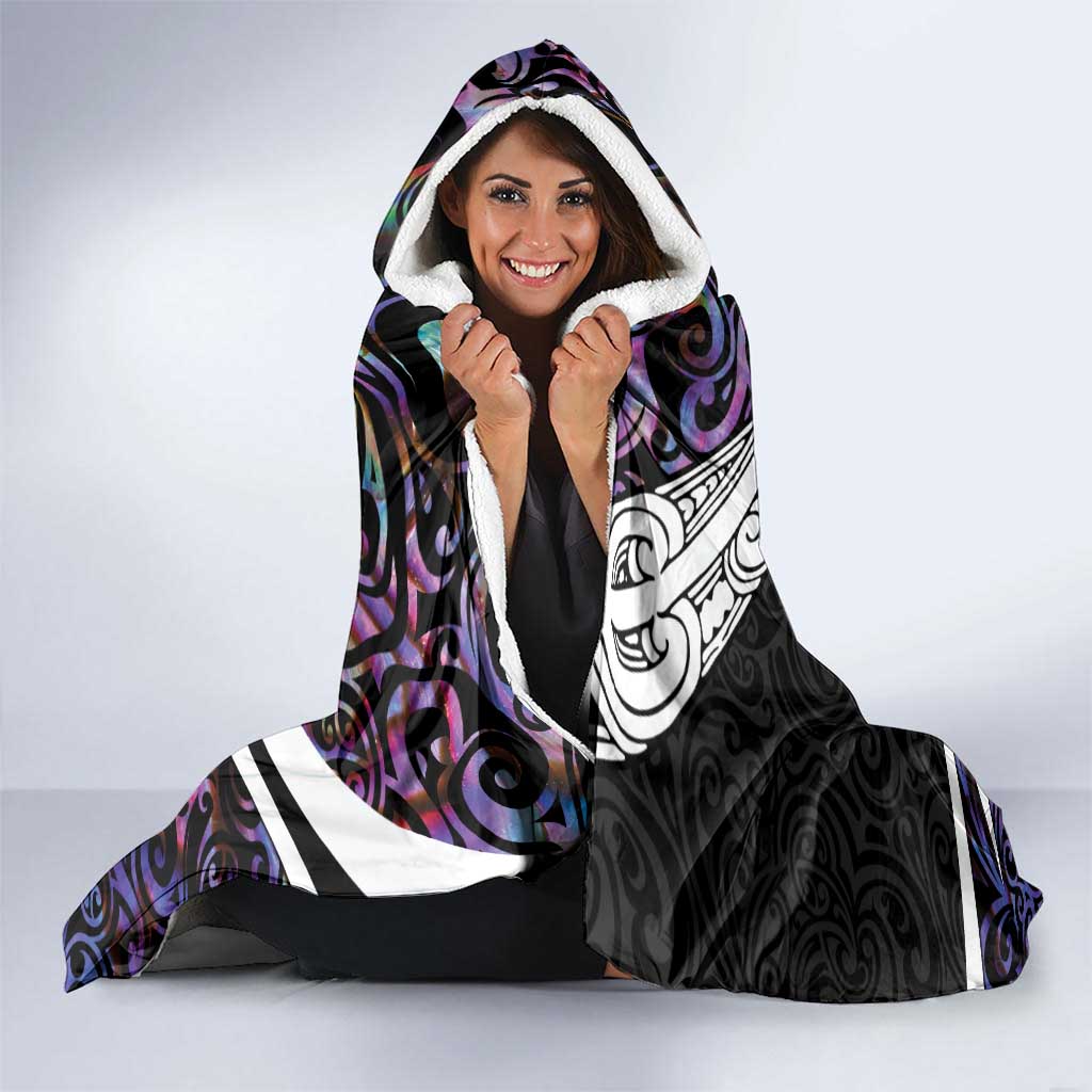 Personalized NZ Darts Hooded Blanket Paua Shell Maori Koru Whakairo - Purple - Aussie Hoodie