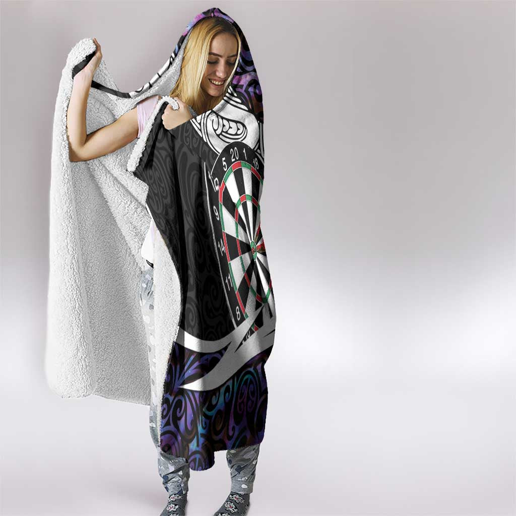 Personalized NZ Darts Hooded Blanket Paua Shell Maori Koru Whakairo - Purple - Aussie Hoodie