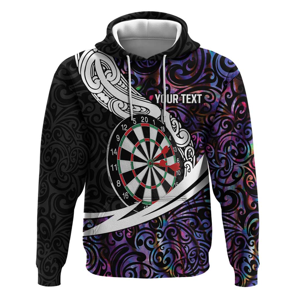Personalized NZ Darts Hoodie Paua Shell Maori Koru Whakairo - Purple - Aussie Hoodie