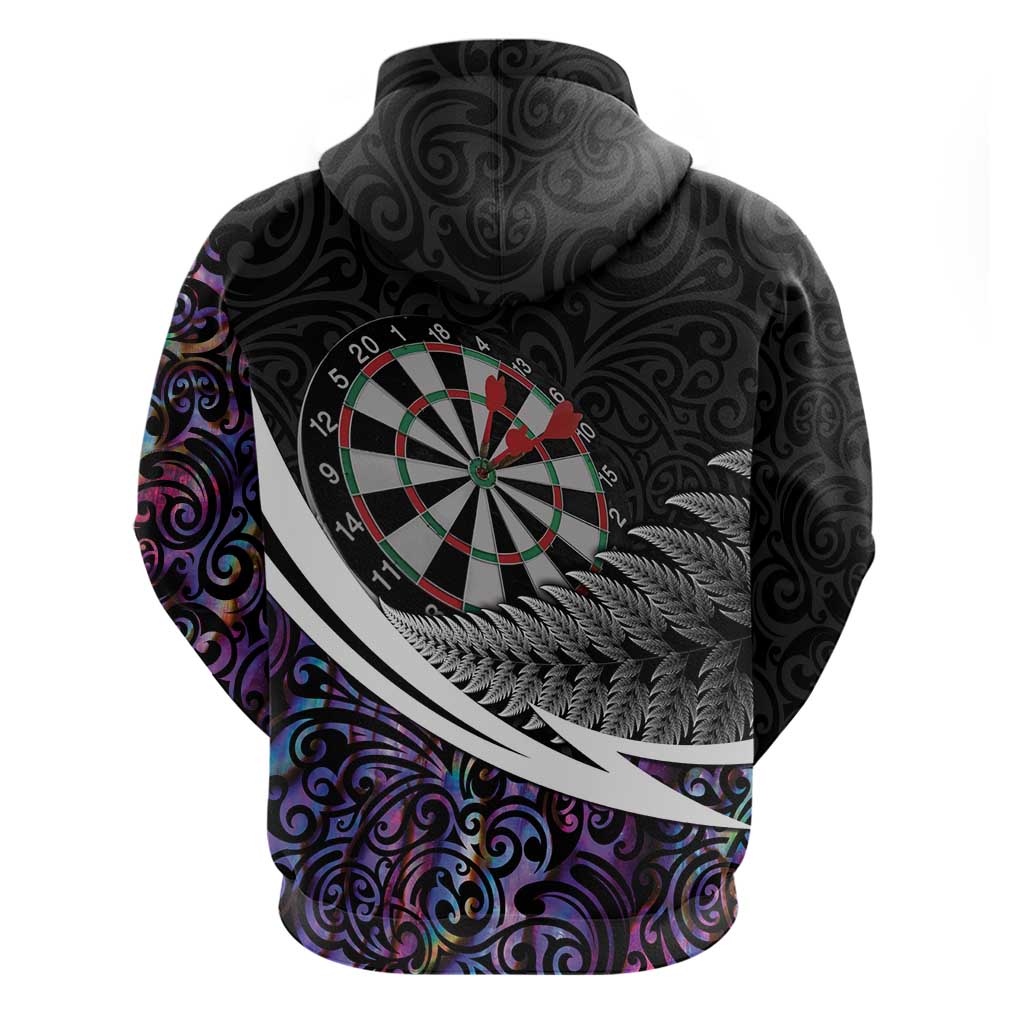 Personalized NZ Darts Hoodie Paua Shell Maori Koru Whakairo - Purple - Aussie Hoodie