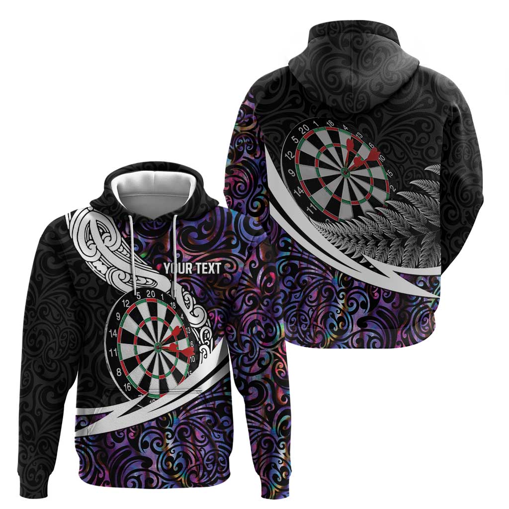 Personalized NZ Darts Hoodie Paua Shell Maori Koru Whakairo - Purple - Aussie Hoodie