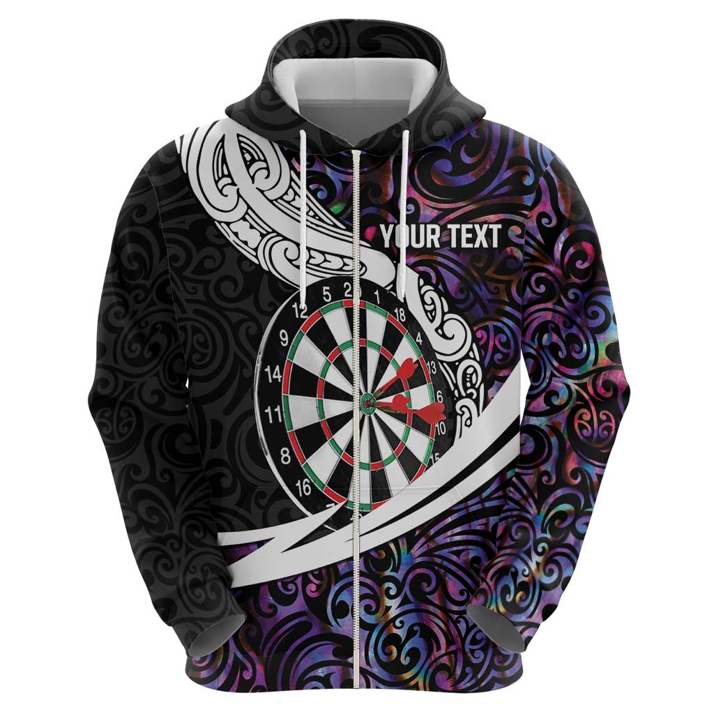 Personalized NZ Darts Hoodie Paua Shell Maori Koru Whakairo - Purple - Aussie Hoodie