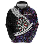 Personalized NZ Darts Hoodie Paua Shell Maori Koru Whakairo - Purple - Aussie Hoodie
