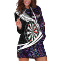 Personalized NZ Darts Hoodie Dress Paua Shell Maori Koru Whakairo - Purple - Aussie Hoodie
