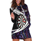 Personalized NZ Darts Hoodie Dress Paua Shell Maori Koru Whakairo - Purple - Aussie Hoodie