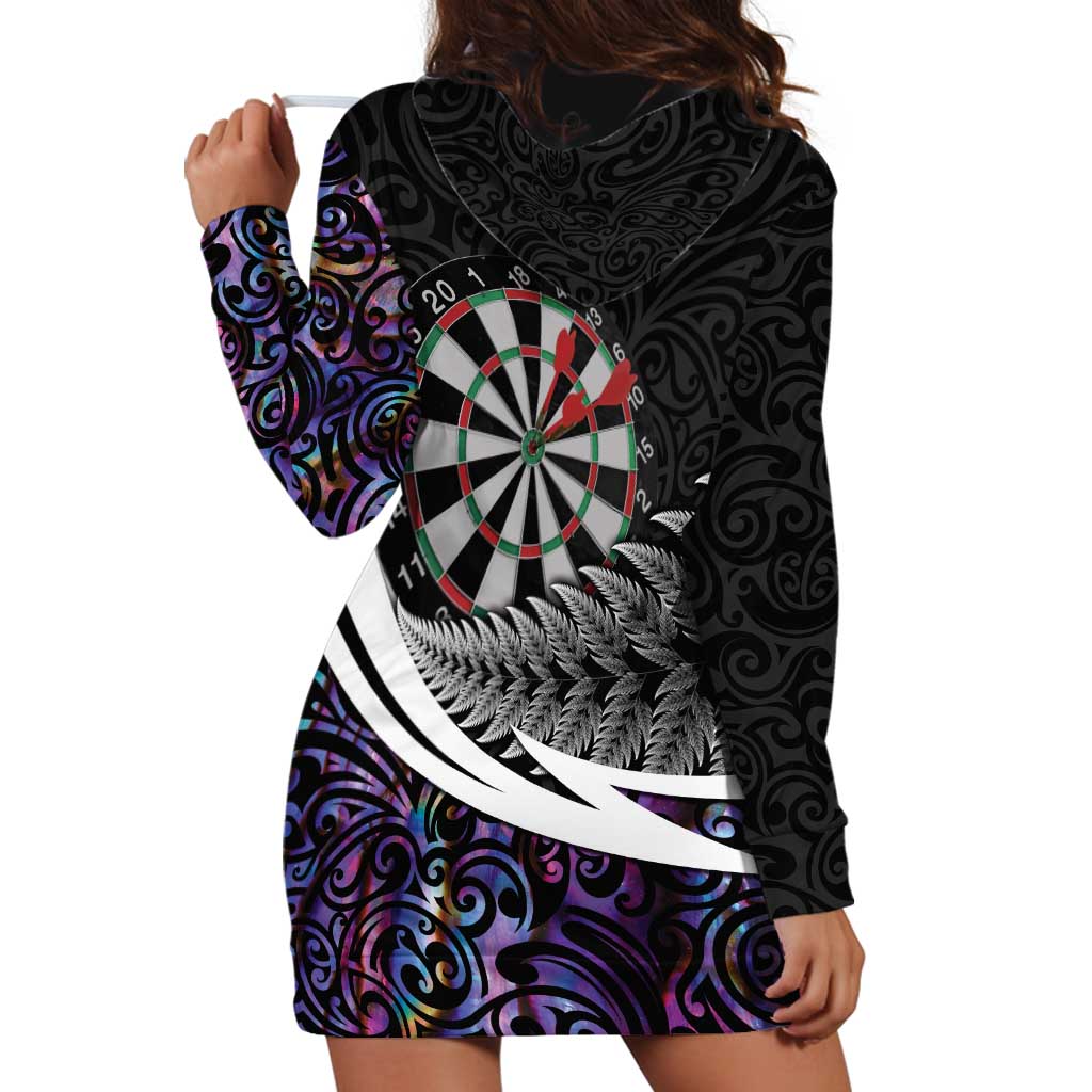 Personalized NZ Darts Hoodie Dress Paua Shell Maori Koru Whakairo - Purple - Aussie Hoodie