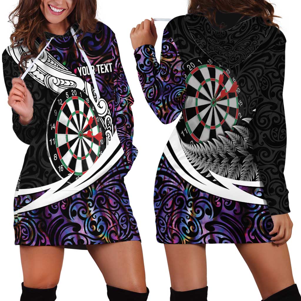 Personalized NZ Darts Hoodie Dress Paua Shell Maori Koru Whakairo - Purple - Aussie Hoodie