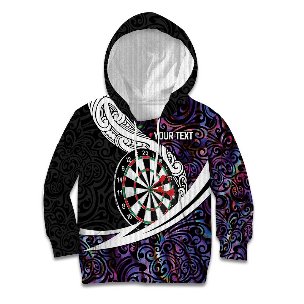 Personalized NZ Darts Kid Hoodie Paua Shell Maori Koru Whakairo - Purple - Aussie Hoodie