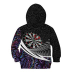 Personalized NZ Darts Kid Hoodie Paua Shell Maori Koru Whakairo - Purple - Aussie Hoodie