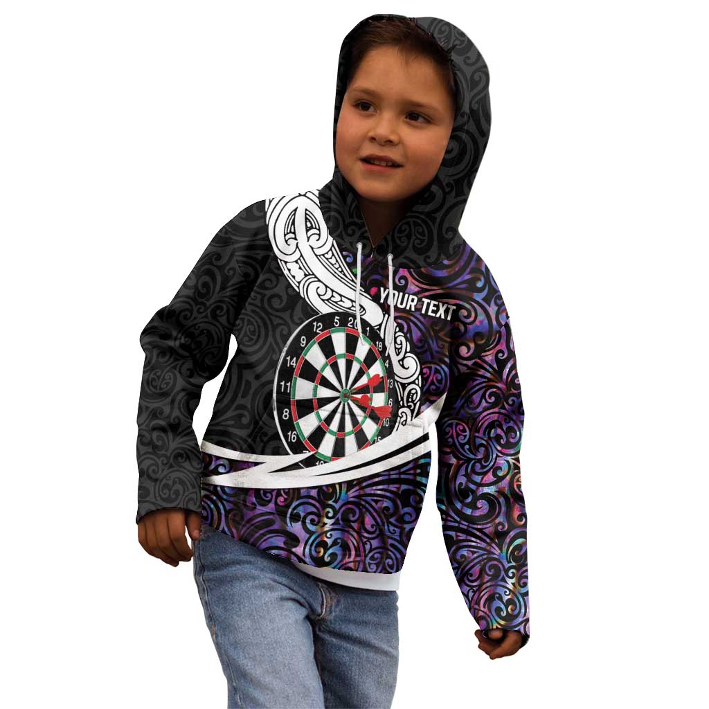 Personalized NZ Darts Kid Hoodie Paua Shell Maori Koru Whakairo - Purple - Aussie Hoodie